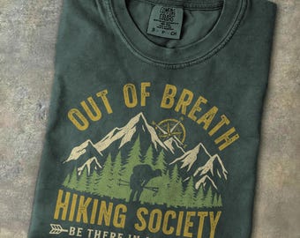 Out of Breath Hiking Society Shirt Funny Camping Adventurer Gift Nature Lovers Tshirt Vintage Mountain Hikers Tee Outdoors Humor Forest Hike