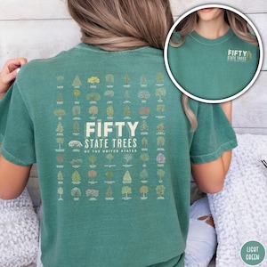 50 State Tree Lover Shirt Forester T-Shirt Nature Forestcore Shirt Outsider Shirt Tree Hugger Gift for Nature Lover Tree Nerd Comfort Colors Shirt