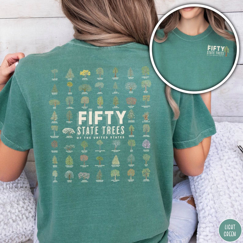 50 State Tree Lover Shirt Forester T-Shirt Nature Forestcore Shirt Outsider Shirt Tree Hugger Gift for Nature Lover Tree Nerd Comfort Colors Shirt
