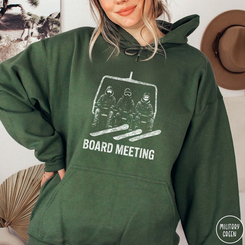 Funny Board Meeting Snowboard Hoodie Boarding Sweatshirt Snowboarder Top Winter Sport Hoodie Gift for Snowboarder Gift for Snowboard Lovers