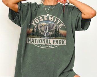 Yosemite National Park Shirt Granite Cliffs Waterfalls Graphic Tee California Travelers Souvenir Gift Vintage Nature Lovers Hiking T-shirt