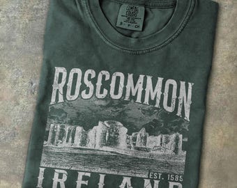 County Roscommon Ireland Vintage Shirt Irish Heritage T-shirt Retro Historic Castle Ruins Graphic Tee Connacht Trip Souvenir Travelers Gift