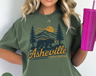 Asheville North Carolina Shirt Asheville Girls Trip Weekend North Carolina Vacation Destination Outdoor Trip Souvenir Bear Design Gift Shirt