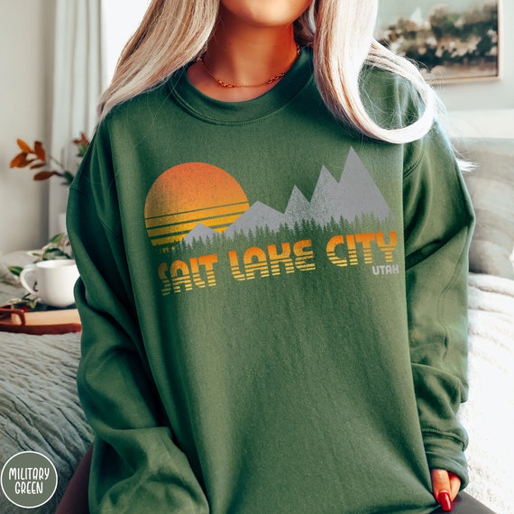 Salt Lake City Sweatshirt Utah Traveler Gift Salt Lake Gift Vintage Mountain Hiking Gift Utah Crewneck SLC Ski Sweatshirt Mountain Sweater