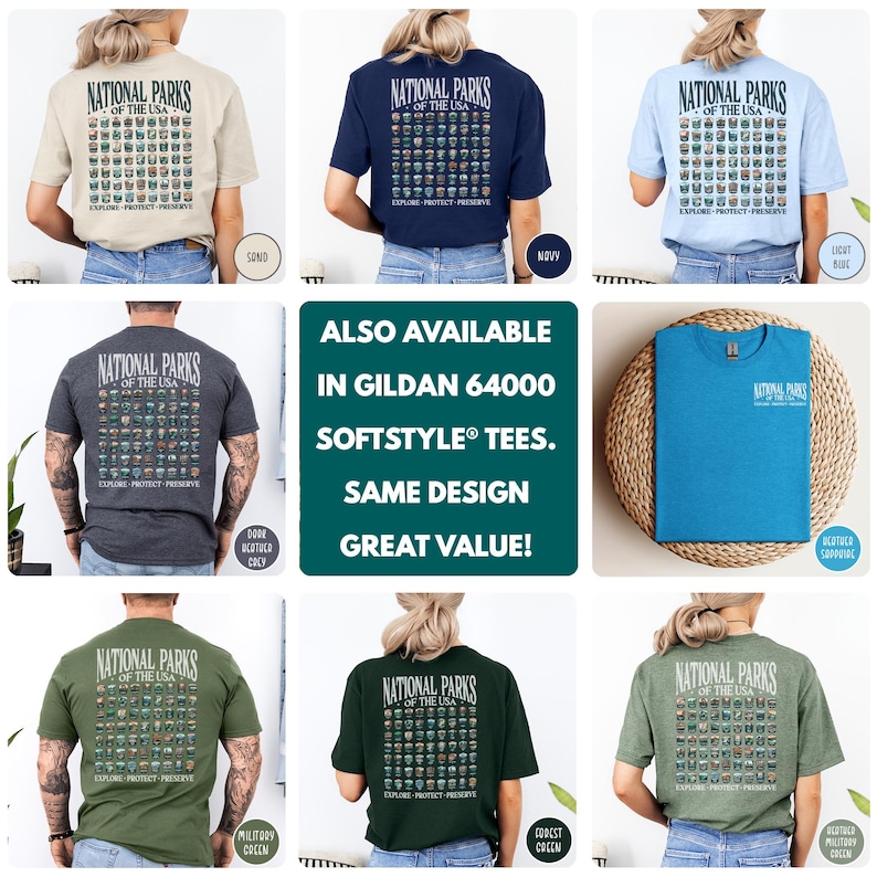 National Parks Shirt 63 National Parks Gift Comfort Colors Crewneck National Park Camping Gift for Nature Lover Mountain Hiking Shirt Park Tee Outdoor Adventure Shirt Nature Shirt Camping Shirt US National Parks Shirt Vacation Shirt Granola Girl Gift