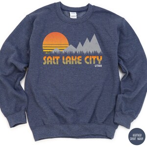 Salt Lake City Sweatshirt Utah Traveler Gift Salt Lake Gift Vintage Mountain Hiking Gift Utah Crewneck SLC Gift Ski Sweatshirt Mountain Sweater Vintage Outdoor Adventure Shirt Utah Gift Camping Gift Retro Sunset Shirt Vacation Shirt Mountaineers Gift
