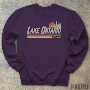 Lake Ontario Sweatshirt Great Lakes Canadian Pride Quiet Activism Retro Crewneck Canada Sovereignty Political Statement Trump Era Resistance Purple