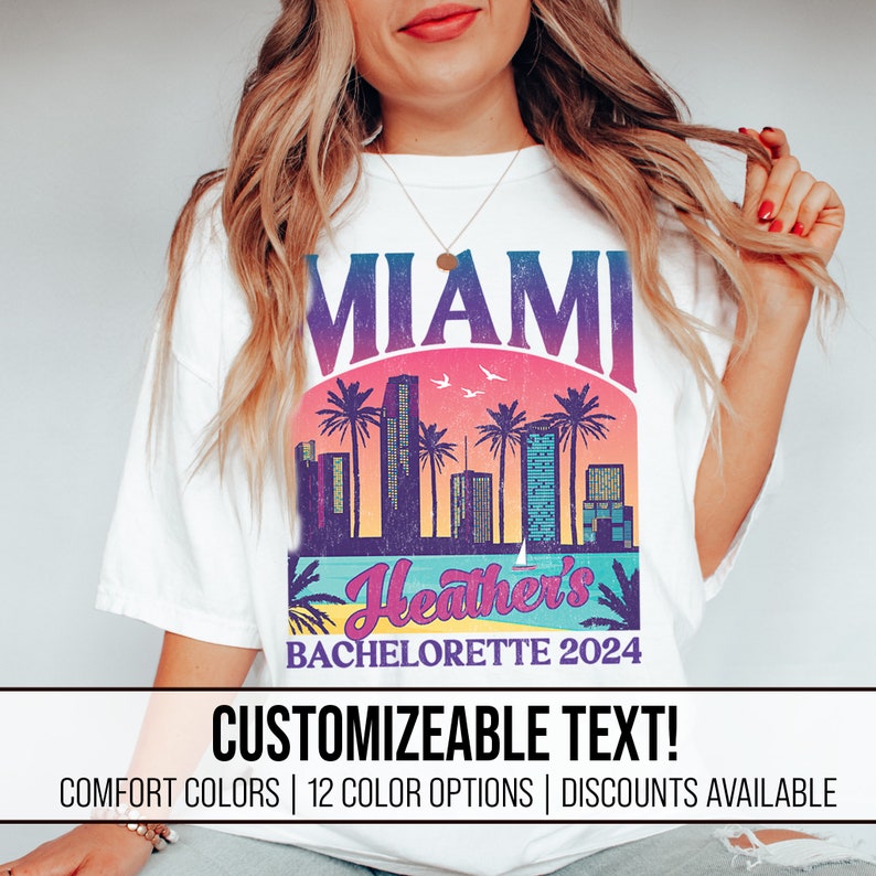 Custom Miami Bachelorette Shirts Miami Bridesmaid Proposal Miami Bach Party Personalized Beach Bachelorette Miami Weekend Miami Beach Bach Shirts