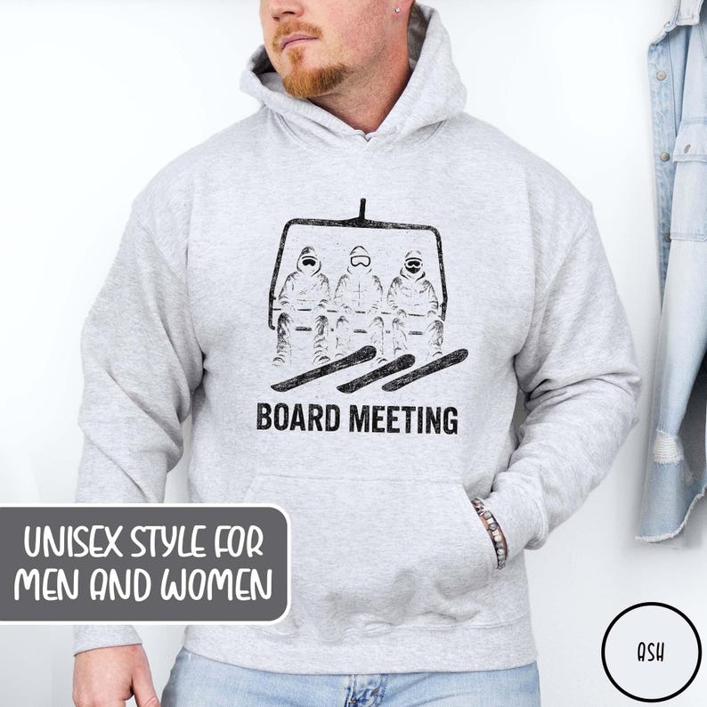Funny Board Meeting Snowboard Hoodie Boarding Sweatshirt Snowboarder Top Winter Sport Hoodie Gift for Snowboarder Gift for Snowboard Lovers