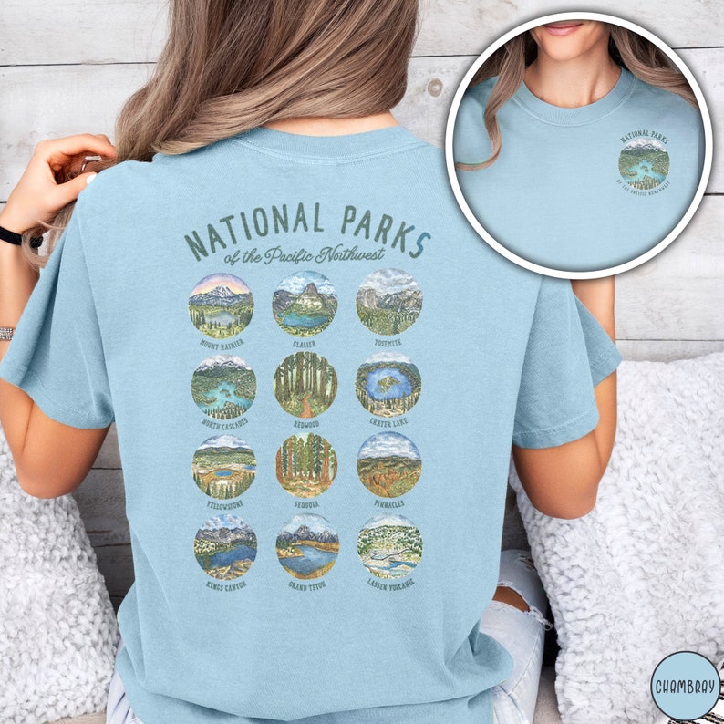 Pacific Northwest National Parks Shirt Outdoors Gift for Parks Lover Yosemite Mount Rainier Park Shirt for Her Forestcore Shirt PNW Clothes