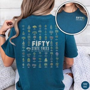 50 State Tree Lover Shirt Forester T-Shirt Nature Forestcore Shirt Outsider Shirt Tree Hugger Gift for Nature Lover Tree Nerd Comfort Colors Shirt