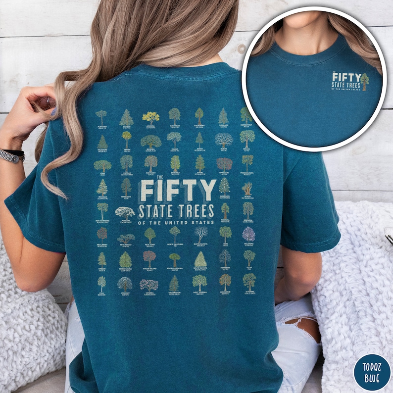 50 State Tree Lover Shirt Forester T-Shirt Nature Forestcore Shirt Outsider Shirt Tree Hugger Gift for Nature Lover Tree Nerd Comfort Colors Shirt