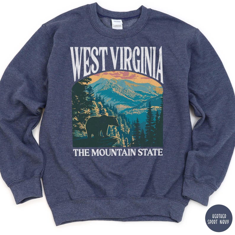 West Virginia Sweatshirt WV Mountaineers Sweater West Virginia State Crewneck Appalachian Mountain Shirt West Virginia Gift New River Gorge Sweatshirt