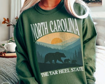North Carolina Sweatshirt WNC Appalachia Tar Heel State North Carolina Crewneck Smoky Mountains Outdoor Lover Mountain Sweater NC State Gift