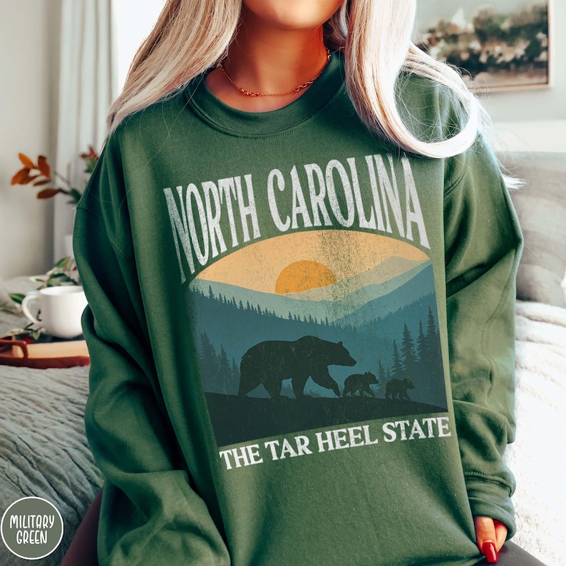 North Carolina Sweatshirt WNC Appalachia Tar Heel State North Carolina Crewneck Smoky Mountains Outdoor Lover Mountain Sweater NC State Gift