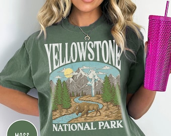 Yellowstone Shirt Yellowstone National Park Shirt Comfort Colors Vintage Shirt Yellowstone Vacation Wild West Shirt Montana Shirt Wyoming