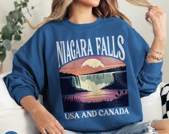 Niagarafallen Ontario Kanada Tröja Familjeresor Vattenfall Älskare Gåva för familjesemester Rundkrage Buffalo New York Gåva