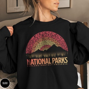 63 National Parks Vintage Sunset Sweatshirt USA National Parks Gift National Parks Sweater Granola Girl Gift for Camping Lover Sweatshirt