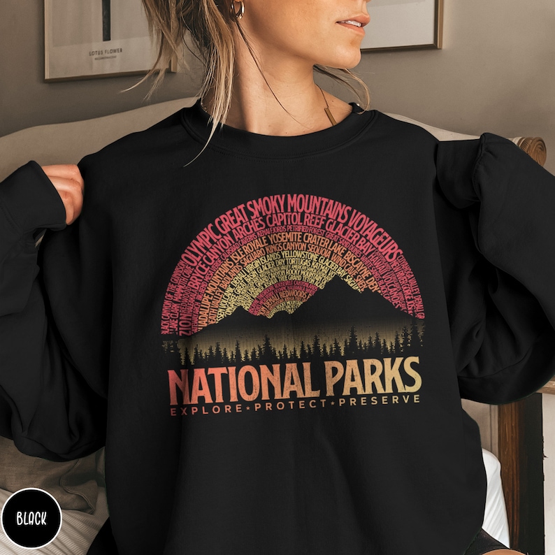 63 National Parks Vintage Sunset Sweatshirt USA National Parks Gift National Parks Sweater Granola Girl Gift for Camping Lover Sweatshirt