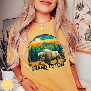 Grand Teton National Park Shirt Wyoming Shirt Grand Teton Vintage National Park Shirt Retro Mountain Buffalo Shirt Grand Tetons Hiking Tee