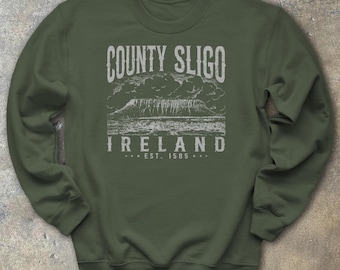 County Sligo Ireland Sweatshirt Vintage Ben Bulben Mountain Crewneck Celtic Irish Heritage Gift Retro Yeats Country Connacht Travel Souvenir