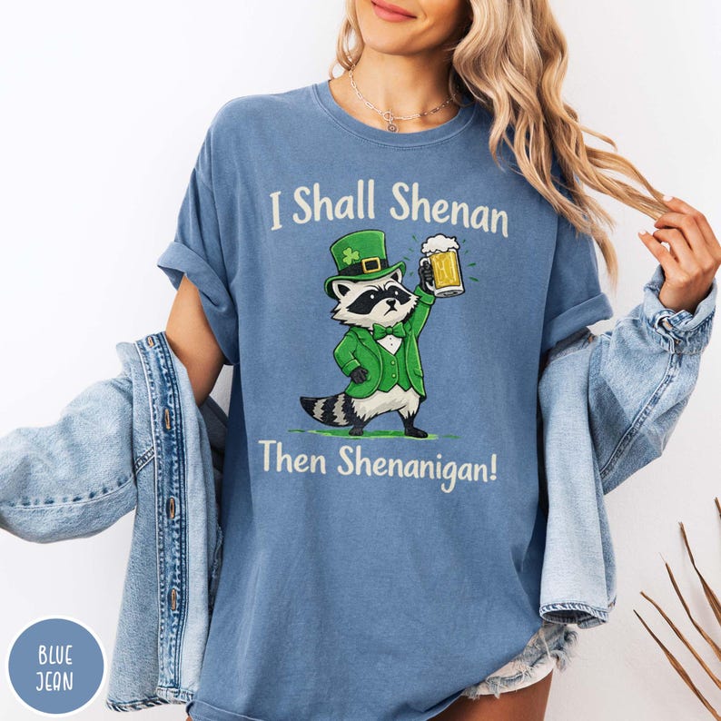 Funny Raccoon Shirt St. Patrick's Day Humor I Shall Shenanigan Tee Leprechaun Beer Lovers Gift Irish Pride Saint Paddy's Pub Party T-shirt Shamrock Days Shirt