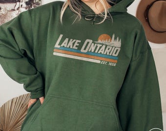 Retro Lake Ontario Hoodie Great Lakes Canadian Pride Subtle Activism Pullover Canada Heritage Political Statement Resistance Travel Gift Tee