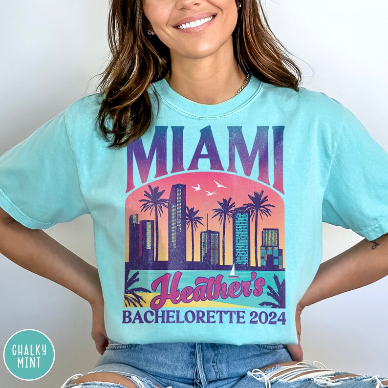 Custom Miami Bachelorette Shirts Miami Bridesmaid Proposal Miami Bach Party Personalized Beach Bachelorette Miami Weekend Miami Beach Bach Shirts