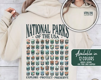 Vintage National Parks Hoodie National Park Lover Sweatshirt Granola Girl Gift National Parks List Sweatshirt Hiking Sweater Adventurer Gift