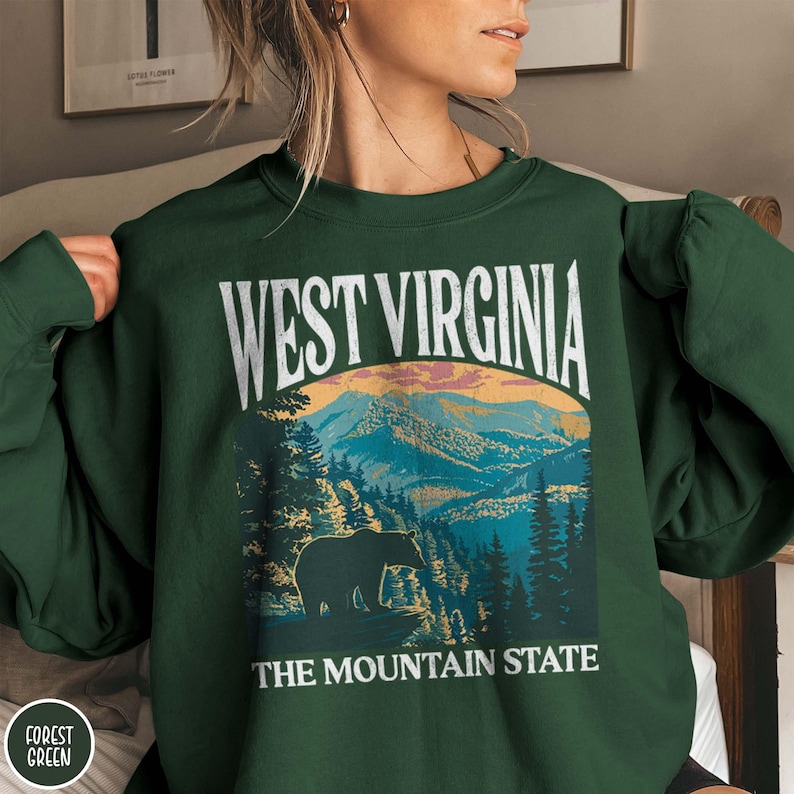 West Virginia Sweatshirt WV Mountaineers Sweater West Virginia State Crewneck Appalachian Mountain Shirt West Virginia Gift New River Gorge Sweatshirt