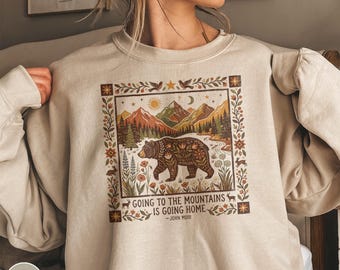 John Muir Quote Mountains Shirt Bear Hiking Adventure Travel Gift Wilderness Nature Outdoor Scenic Wildlife Vintage National Park Tee Hiker