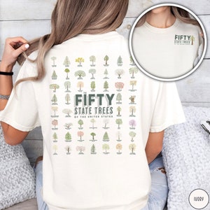 50 State Tree Lover Shirt Forester T-Shirt Nature Forestcore Shirt Outsider Shirt Tree Hugger Gift for Nature Lover Tree Nerd Comfort Colors Shirt