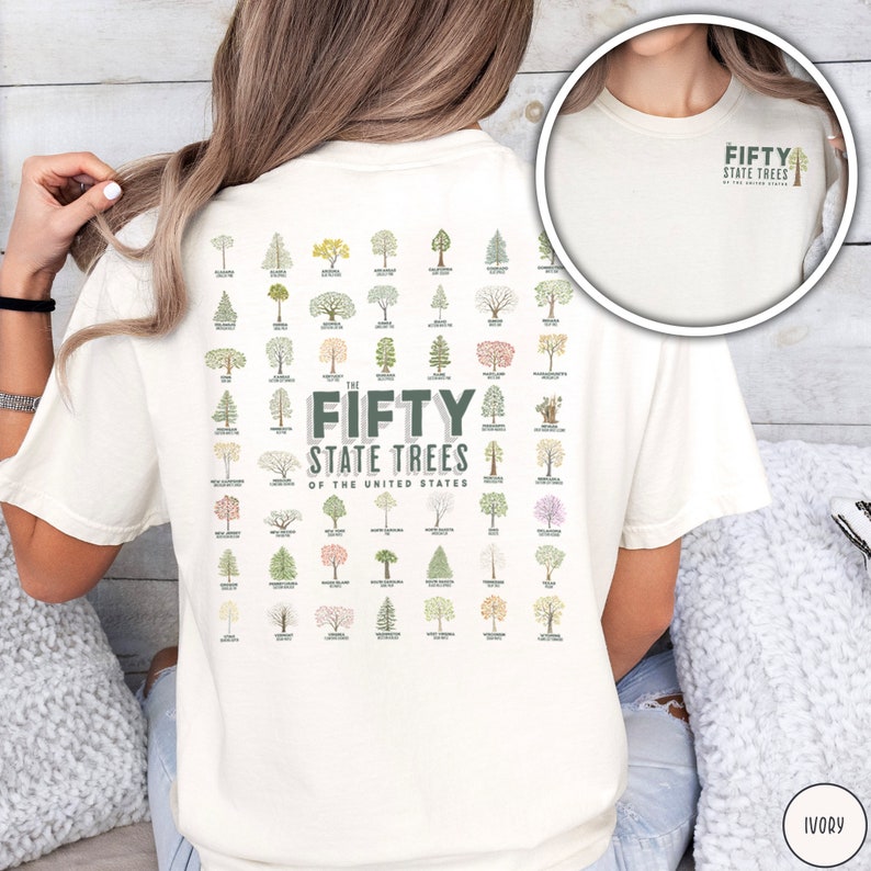50 State Tree Lover Shirt Forester T-Shirt Nature Forestcore Shirt Outsider Shirt Tree Hugger Gift for Nature Lover Tree Nerd Comfort Colors Shirt