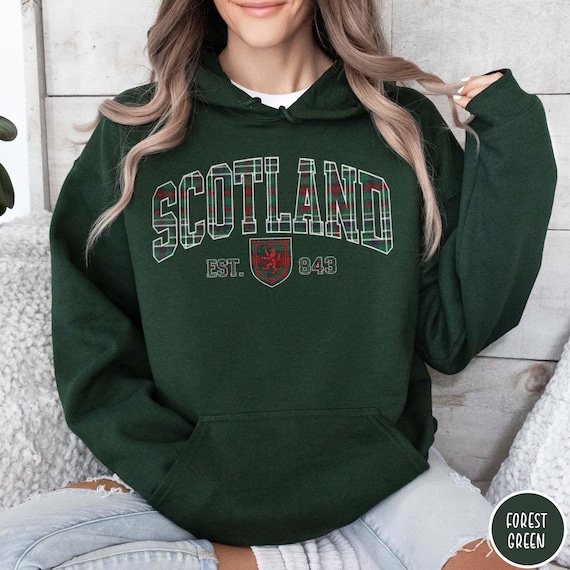 Scotland Varsity Hoodie Scotland Sweatshirt Plaid Sweatshirt Scottish Highlands Gift for Scotsmen Scottish Gift Scotland Travel Sweater