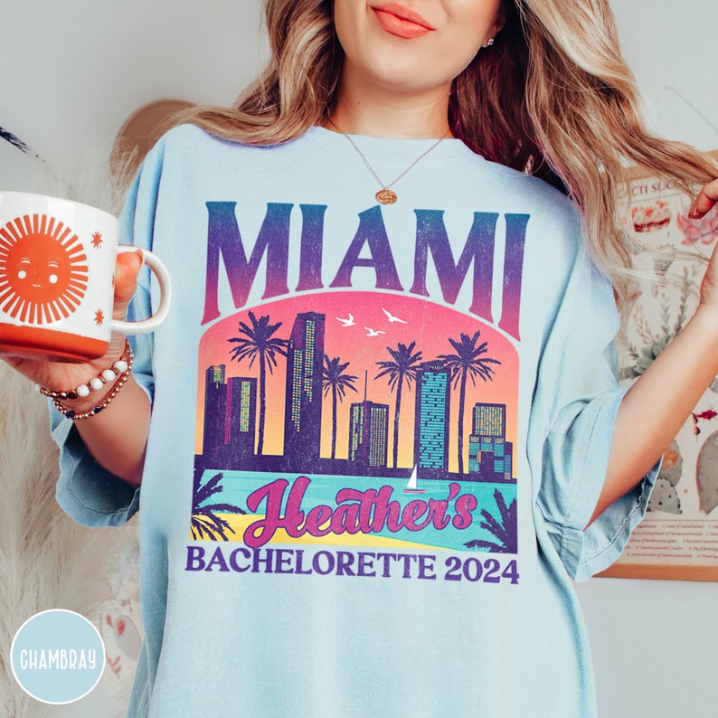 Custom Miami Bachelorette Shirts Miami Bridesmaid Proposal Miami Bach Party Personalized Beach Bachelorette Miami Weekend Miami Beach Bach Shirts