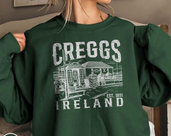 Creggs Ireland Sweatshirt Vintage Irish Pub House Crewneck Celtic Heritage Gift County Galway Roscommon St Patrick's Day Travel Souvenir Tee