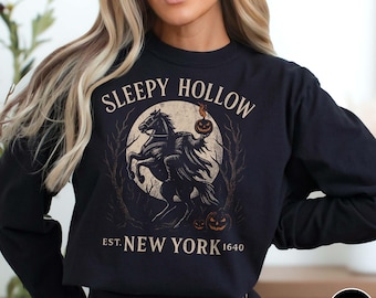 Sleepy Hollow Long Sleeve Comfort Colors 6014 T-Shirt Legend of Sleepy Hollow Halloween Long Sleeve Shirt Ichabod Crane Bookish Halloween