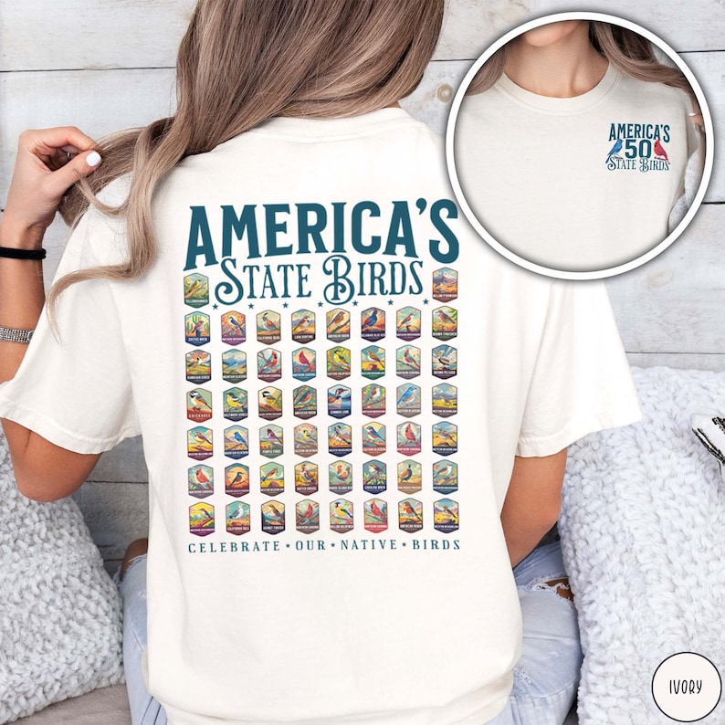 50 State Birds Shirt Birding Shirt Birding Apparel Colorful Birds Tee Bird Lover Shirt Gift for Birder Shirt Birding Birdwatching Present