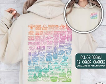 Vintage 63 National Parks Hoodie National Park Lover Sweatshirt Parks Gift for Her Park Ranger Gift Hiking Hoodie Camping Yosemite Hoodie