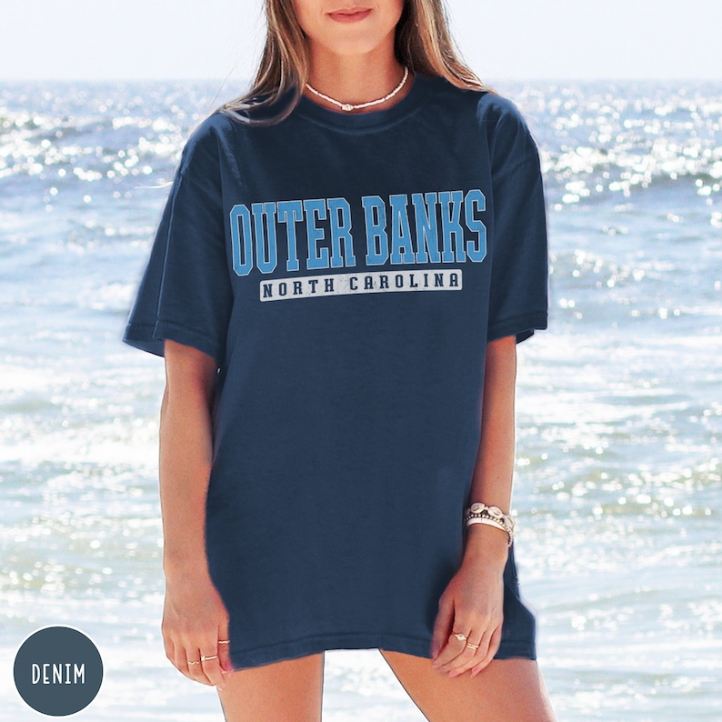 Outer Banks Shirt North Carolina Shirt Vintage Beach Shirt OBX Shirt Outerbanks Shirt Comfort Colors Tee Oversized T-shirt Swimsuit Coverup afbeelding 1