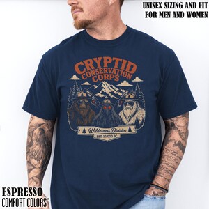 National Parks Cryptid Conservation Shirt Bigfoot Mothman Yeti Wilderness Creature Vintage Tee Protect Our Parks Hiking Camping T-shirt Gift True Navy