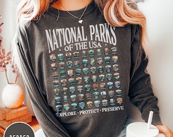 National Parks Shirt US National Park Gifts National Parks Camping Gift Nature Lover Mountain Hiking Shirt National Parks Long Sleeve Shirt