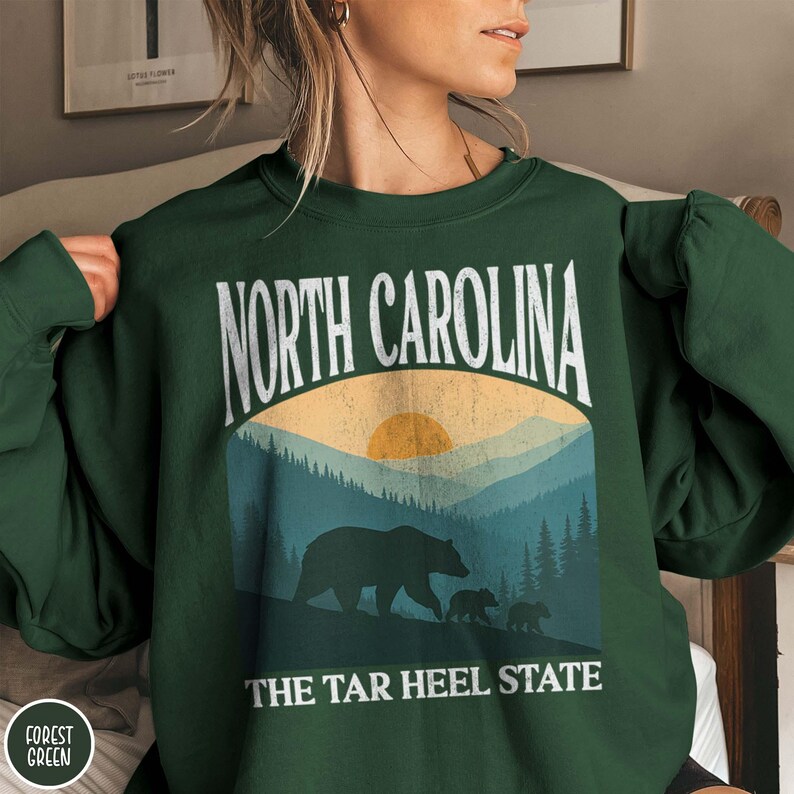 North Carolina Sweatshirt WNC Appalachia Tar Heel State North Carolina Crewneck Smoky Mountains Outdoor Lover Mountain Sweater NC State Gift