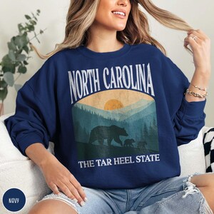 North Carolina Sweatshirt WNC Appalachia Tar Heel State North Carolina Crewneck Smoky Mountains Outdoor Lover Mountain Sweater NC State Gift