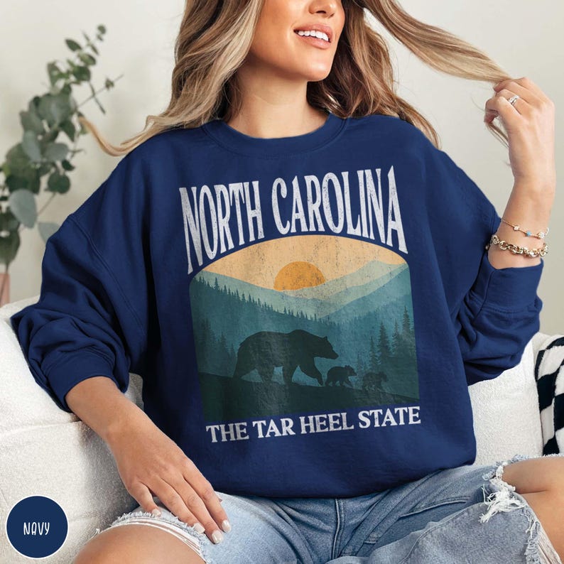 North Carolina Sweatshirt WNC Appalachia Tar Heel State North Carolina Crewneck Smoky Mountains Outdoor Lover Mountain Sweater NC State Gift