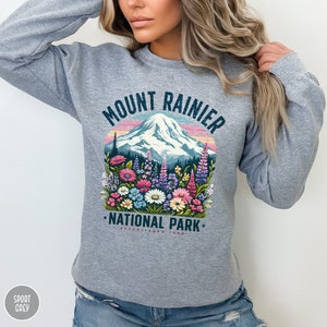 Mount Rainier Sweatshirt Wildflower Sweatshirt Mount Rainier National Park Sweatshirt Granola Aesthetic Washington Sweatshirt Forestcore Sweatshirt