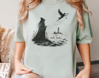 Druid Raven Gothic Shirt Funny Feck Irish Slang Tee Dark Fantasy Humor Witchy Ireland Travel Gift Sarcastic Celtic Folklore Vintage T-Shirt