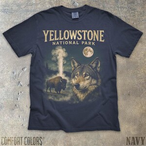 Yellowstone National Park 90's Bootleg Comfort Colors T-Shirt Vintage Wolf Shirt 90's Graphic Tee for National Park Lover Outdoor Lover Gift