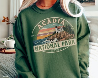 Acadia National Park Sweatshirt Maine Travel Gift Lighthouse Coastal Adventure Souvenir Vintage Landscape Hiking New England Nature Explorer