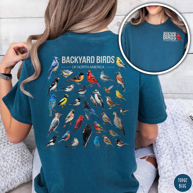 Backyard Birds Birding Apparel Bird Shirt Comfort Colors Bird Shirt Birding Gift Birdwatching Present Bird Watching Gift Colorful Birds Tee